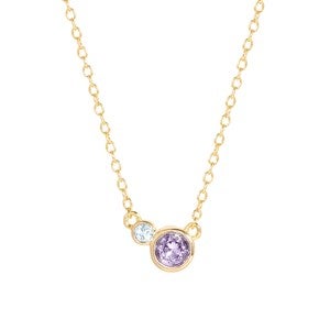 Custom Mother & Child Gold Birthstone Necklace - 2 Stones