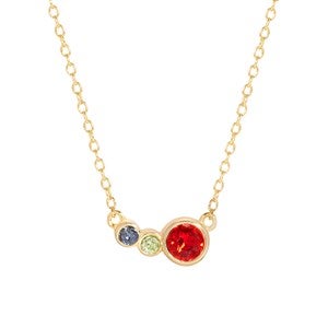 Custom Mother & Child Gold Birthstone Necklace - 3 Stones