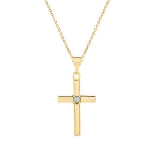 Cross Birthstone Custom Gold Pendant - 1 Stone