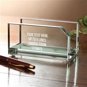 Engraved Message Glass Business Card Holder - #40994