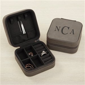Leatherette Case Personalized Leatherette Jewelry Case - Classic Celebrations - Grey
