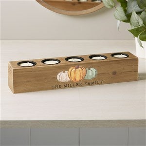 Fall Family Pumpkins Personalized 5 pc. Wood Tea Light Holder