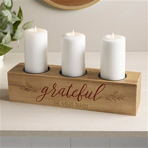 Thankful Personalized 3 pc. Wood Pillar Candle Holder