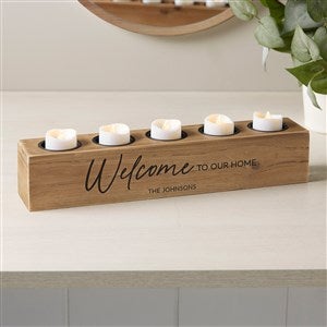 Welcome To Our Home Personalized 5 pc. Wood Tea Light Holder