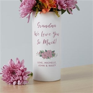 Personalized White Vase for Grandma - Pink Floral