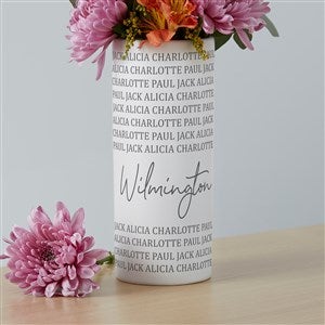 Personalized White Flower Vase - Family Repeating Names