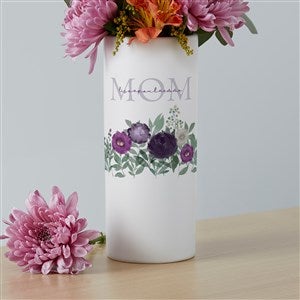 Personalized White Flower Vase - Floral Love For Mom
