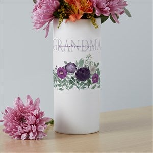 Personalized White Flower Vase - Floral Love For Grandma