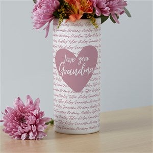 Personalized White Flower Vase - Family Heart