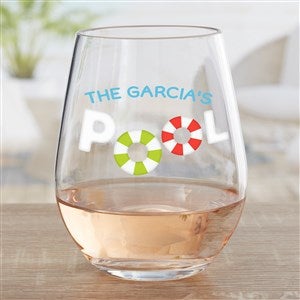Pool Welcome Personalized Tritan Unbreakable Stemless Wine Glass