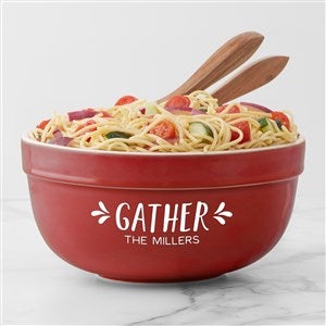 Personalized Ceramic Serving Bowl - Gather & Gobble - Red