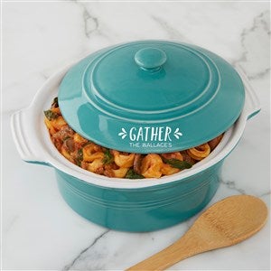Gather & Gobble Personalized Round Casserole With Lid-Turquoise