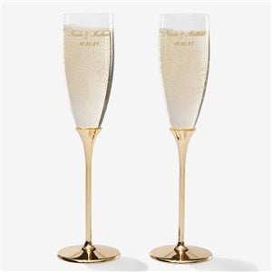 Classic Personalized Gold Wedding Flute Set  - 41181