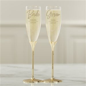 Wedding Title Personalized Gold Flute Set