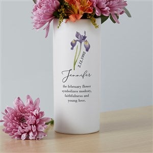 Birth Month Flower Personalized White Flower Vase  - 41233