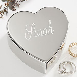 Personalized Silver Heart Keepsake Box - Classic Celebrations
