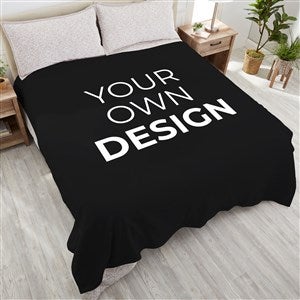 Design Your Own Personalized 90x90 Plush Queen Fleece Blanket- Black