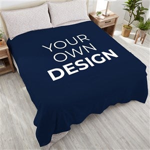 Design Your Own Personalized 90x90 Plush Queen Fleece Blanket- Navy Blue
