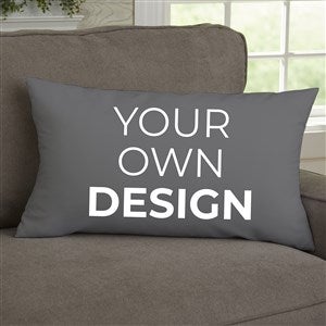 Design Your Own Personalized Lumbar Velvet Throw Pillow- Grey