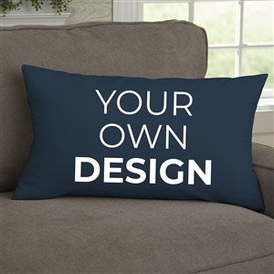 Design Your Own Personalized Lumbar Velvet Throw Pillow- Navy Blue