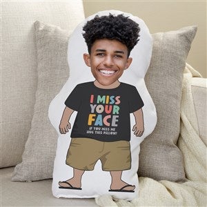 I Miss You Personalized Photo Character Throw Pillow - Boy
