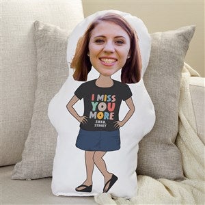 I Miss You Personalized Photo Character Throw Pillow - Girl
