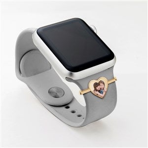 Personalized Smart Watch Photo Heart Charm- Gold