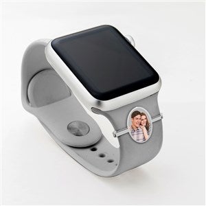 Personalized Smart Watch Photo Oval Charm - Sterling Silver