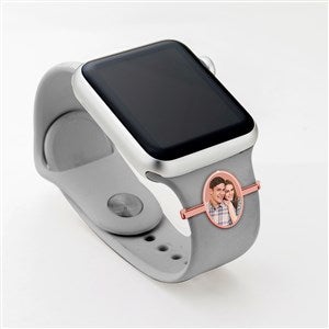 Personalized Smart Watch Photo Oval Charm- Rose Gold