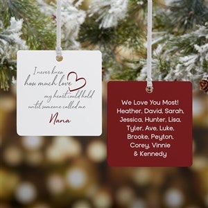 Grandparents Love Personalized Square Photo Ornament 2.75 Metal  2 Sided