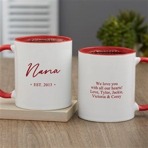 Grandma & Grandpa Established Personalized Coffee Mug 11oz.- Red