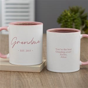 Grandma & Grandpa Established Personalized Coffee Mug 11oz.- Pink