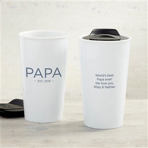 Grandma & Grandpa Establish Personalized 12 oz. Double-Walled Ceramic Travel Mug