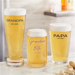 Grandma & Grandpa Established Custom Printed Beer Glass - 41472