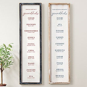Grandchildren Birthdate Personalized Horizontal Barnwood Frame Wall Art - 41481