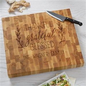 Thankful Grateful Blessed Personalized 16x18 Butcher Block Cutting Board