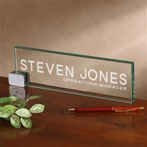 Bold Style Office Glass Personalized Name Plate