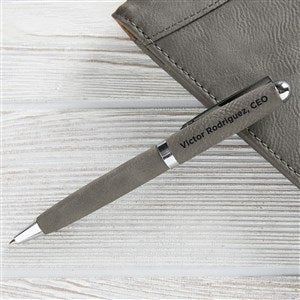 Personalized Logo Leatherette Pen- Charcoal  - 41574