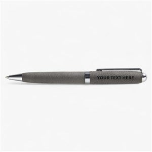 Personalized Logo Leatherette Pen- Charcoal  - 41574