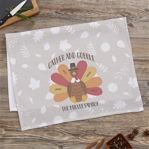 Thankful Turkey Personalized Waffle Weave Kitchen Towel
