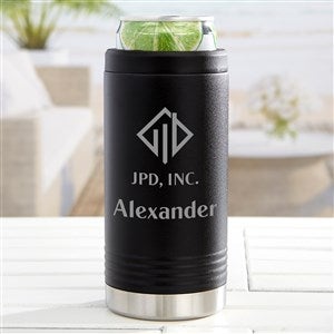 Personalized Logo Stainless Insulated Slim Can Holder- Black  - 41592