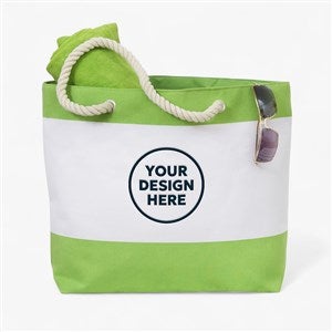 Embroidered Logo Beach Tote - Green - 41626
