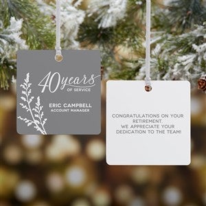 Retirement Personalized Square Ornament- 2.75 Metal - 2 Sided
