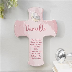 Baby Elephant Bedtime Prayer Personalized Child's Cross- 5x7