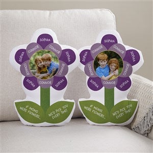 Personalized Photo Throw Pillow - Mom's Blossoming Flower