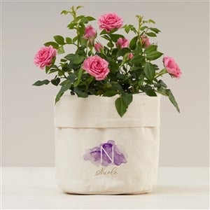 Personalized Canvas Flower Planter - Birthstone Color