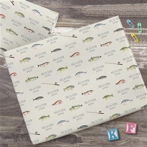 Gone Fishing Personalized Wrapping Paper Roll - 6ft Roll