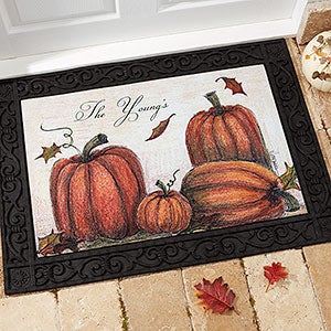 Personalized Fall Door Mat - Autumn Pumpkin - Fall Gifts
