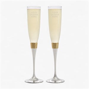 Personalized Logo Gold Hammered Toasting Flutes - 41958