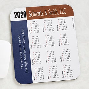 Personalized Calendar Grey Border Mouse Pad with Custom Quote